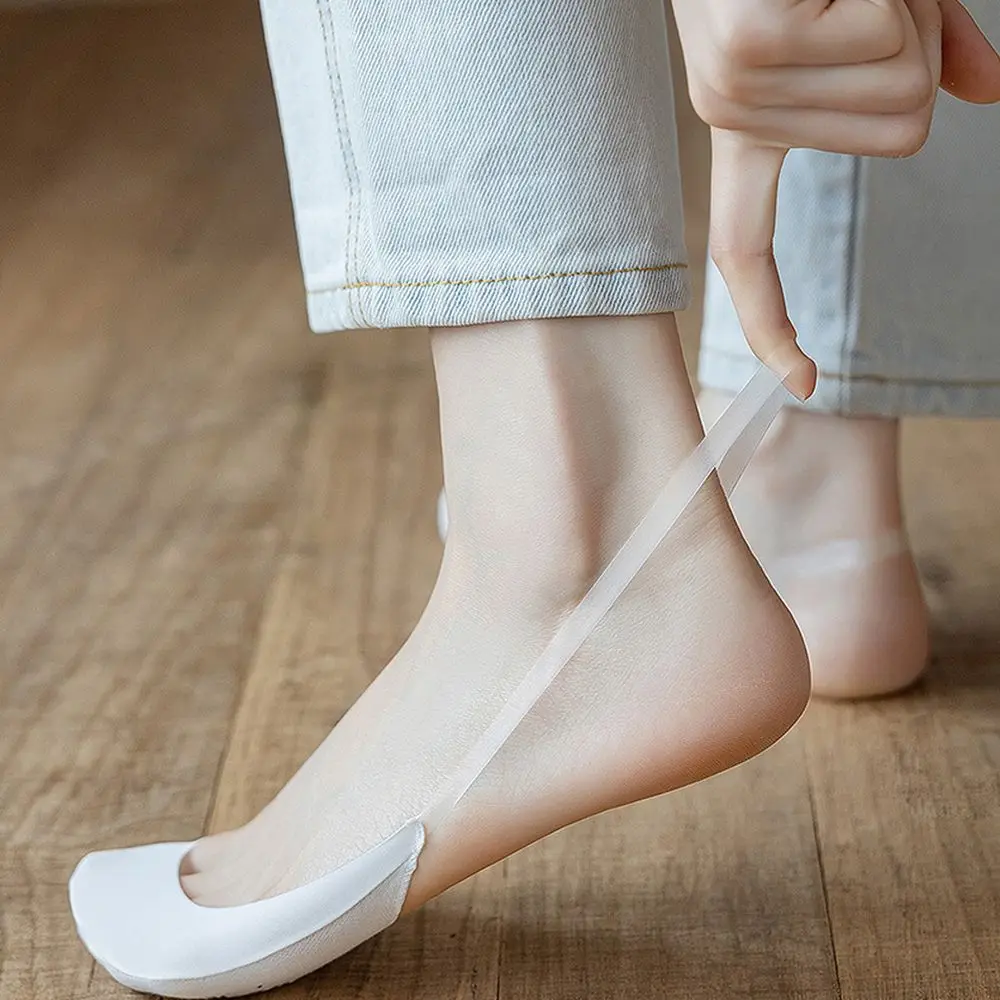 Short Summer Invisible Comfortable Breathable Solid Color Half Boat Socks Sock Slippers Women Sling Socks Ice Silk Socks