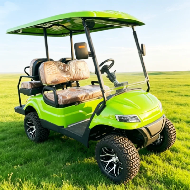 2026 New Model Style 4 Seater Sightseeing Club Cart Electric Golf Cart For Golf Courses 12-Inch Off-Road Tires Upholstered Seat