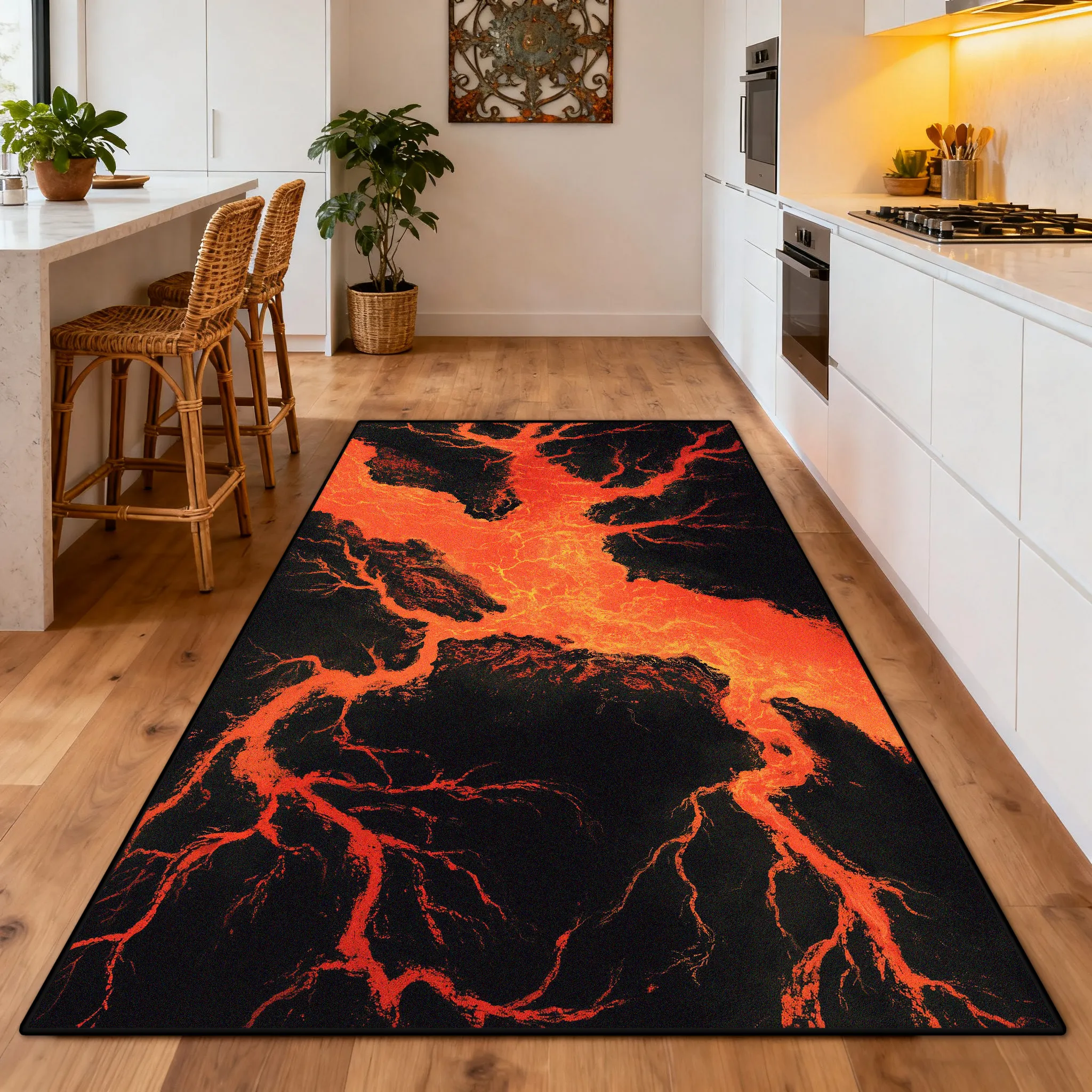 

Modern 3D Natural Scenery Easy Clean Kitchen Carpet Decoration Living Room Fluffy Luxury Rug Non-slip Short Velvet Big Floor Mat