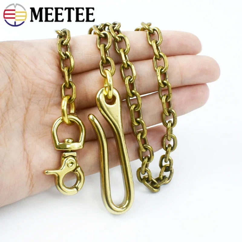 Solid Brass Trousers Jeans Wallet Chain Keychain Motorcycle Biker Metal Buckle Clips Snap Hook Belt Chains DIY Sewing Accessory