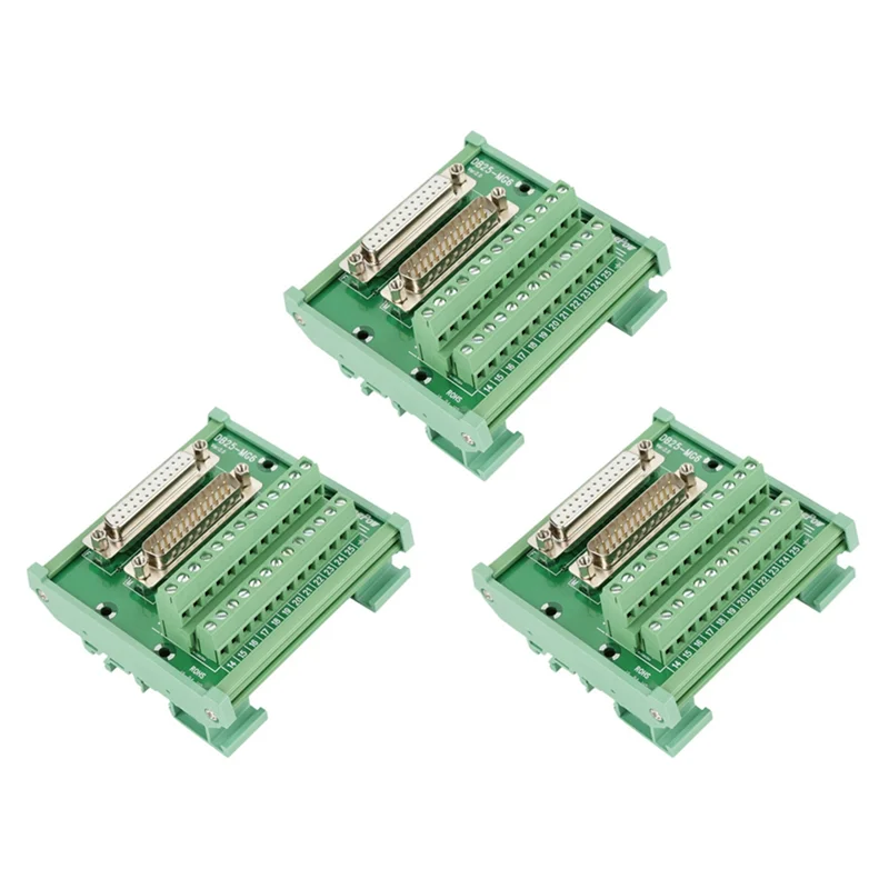 NOCM 3X DB25 DIN Rail Mount Interface Module Male/Female Connector Breakout Board