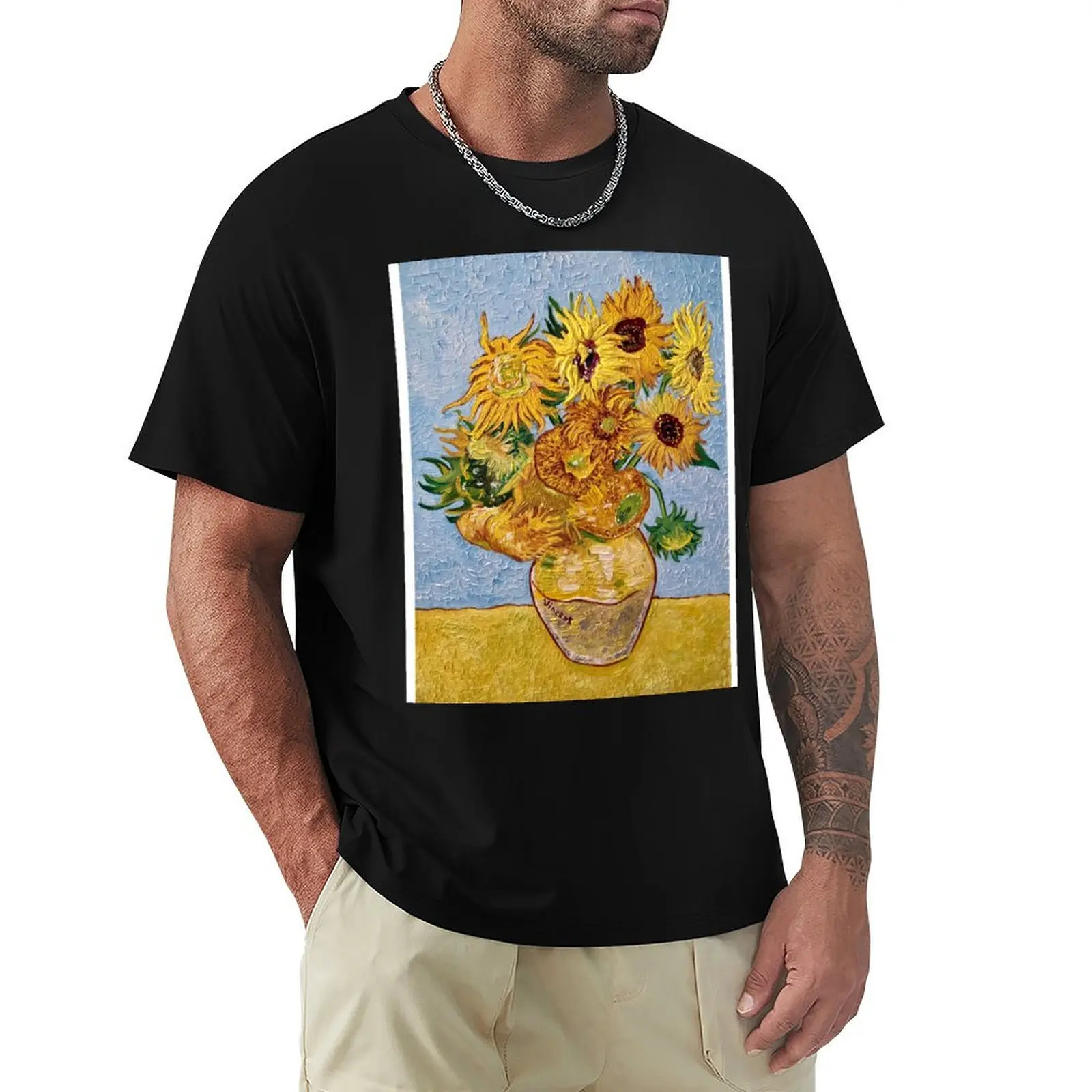 

Replication of Van Gogh's Sunflowers by Rachael Garcia T-Shirt Casual Basic Street Style T-Shirt
