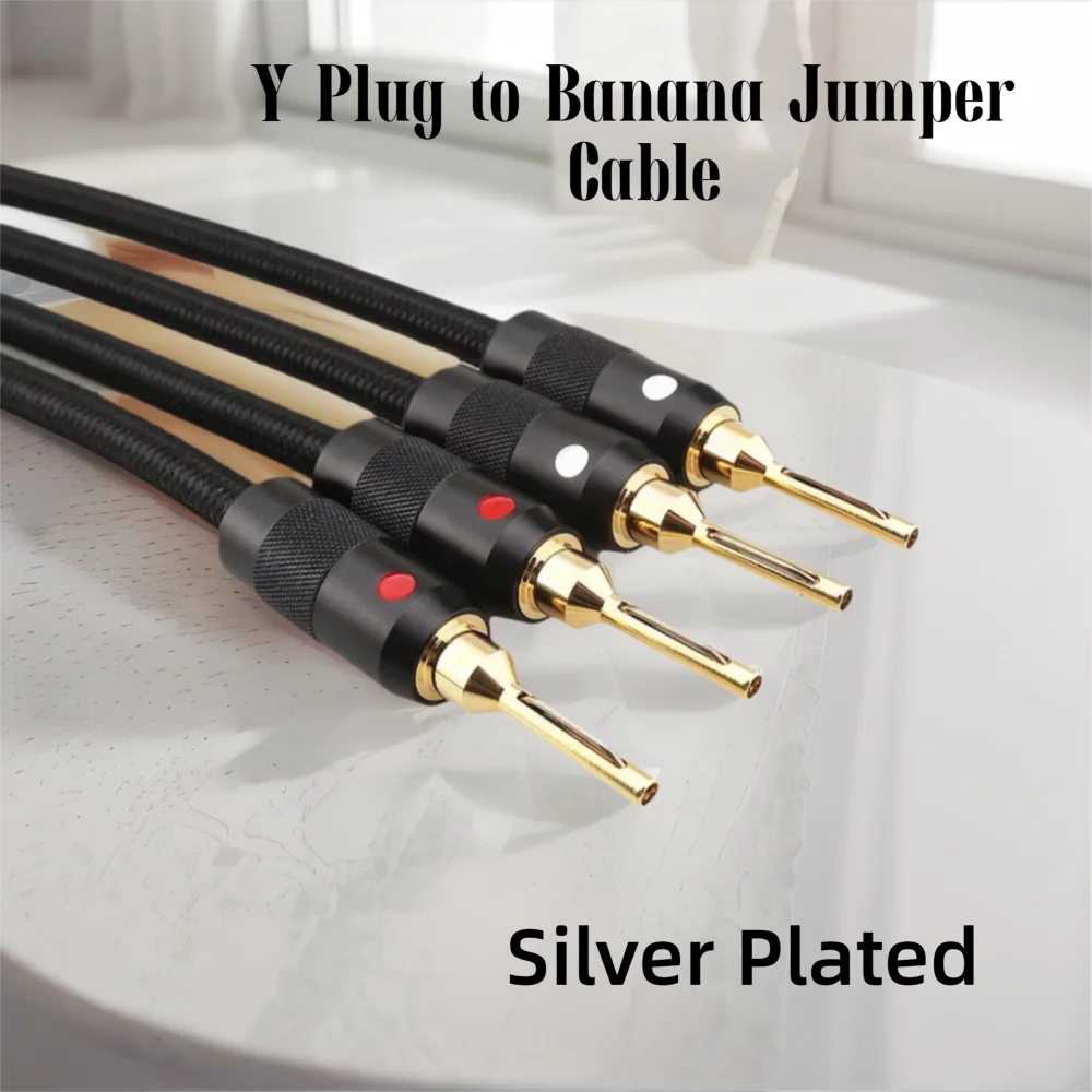 

Посеребренный кабель динамика HiFi SP01 с Y-образным штекером и перемычкой типа «банан» Аудиокабель для звуковой системы Hi-Fi