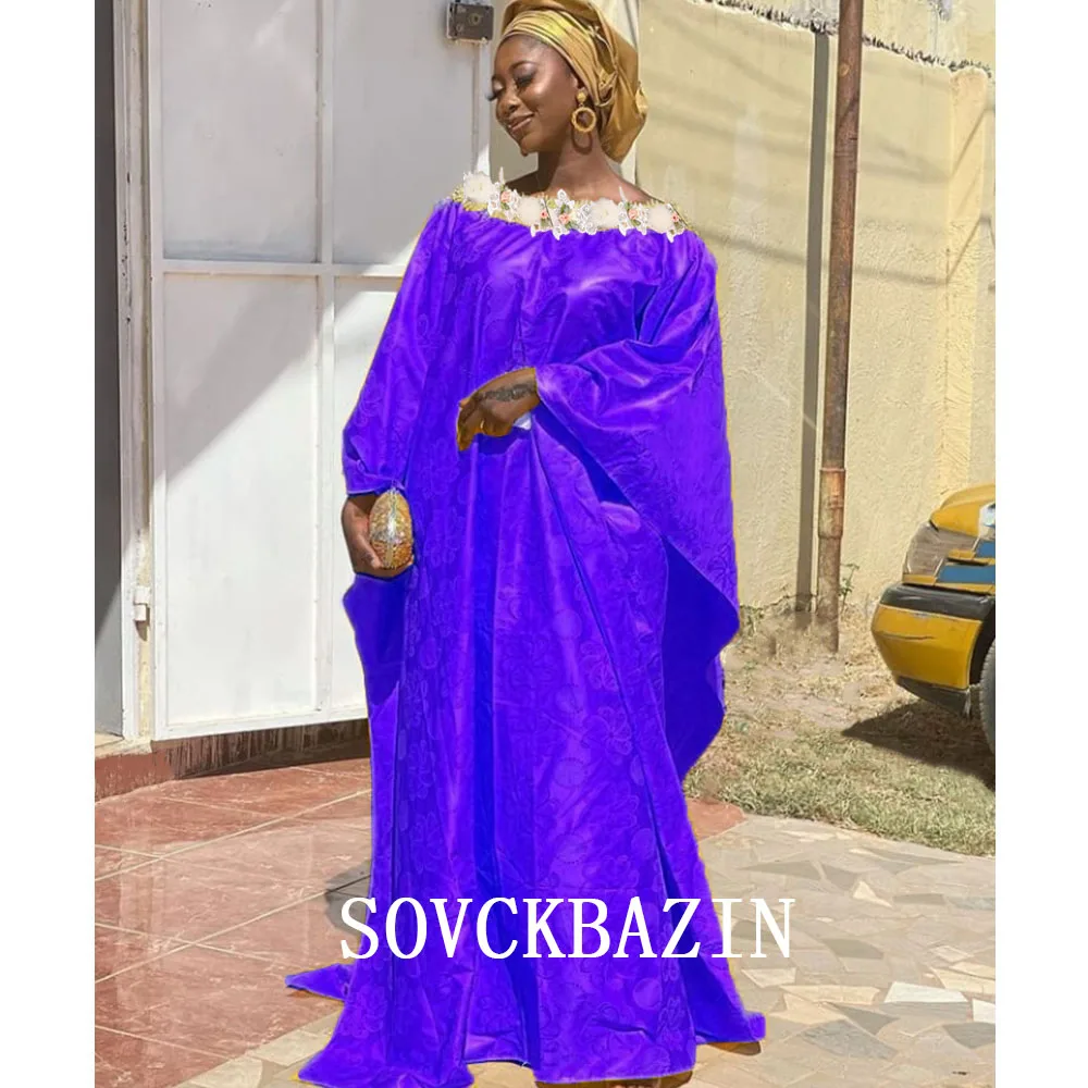 Original Bazin Riche Long Dresses For Ankara Nigeria Wedding Evening Gowns Dashiki Clothing Top Quality Cotton Basin Dress