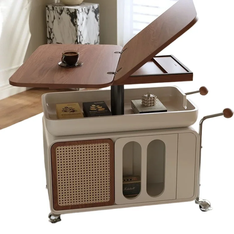 movable coffee table, small apartment living room sofa side cabinet, multi-functional folding and lifting multi-functional