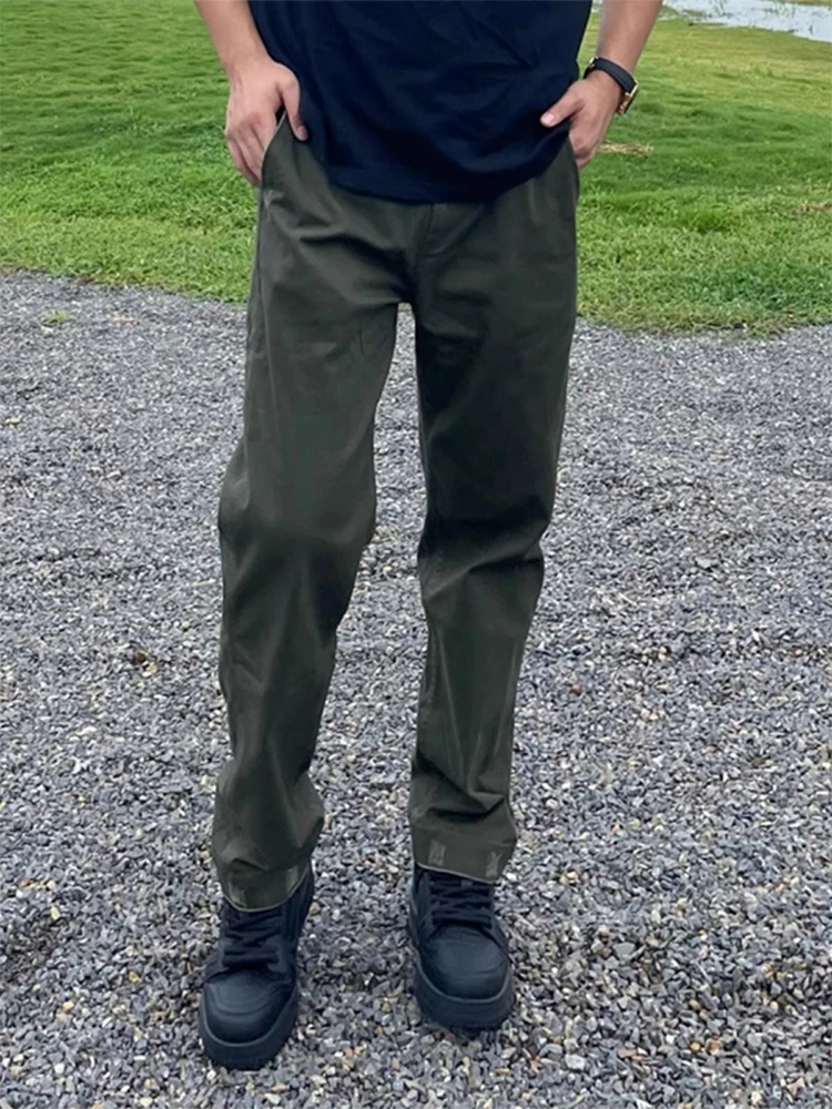 

Slim Fit Military een Workwear Pants Straight Leg Casual Trousers for Men Spring Autumn Sli Narrow Version Leisure Pants