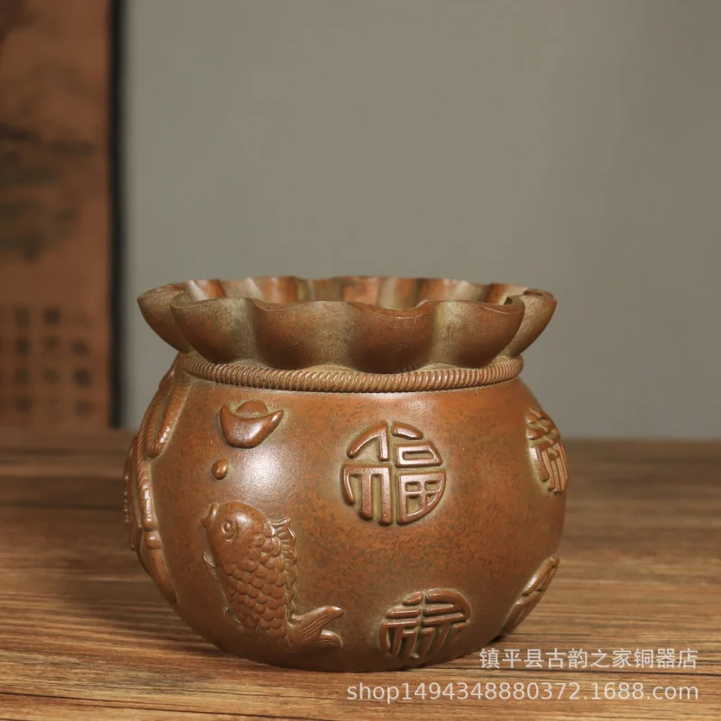 

Color Lucky Bag Incense Burner Treasure Bowl Chinese Craft Copper Product Living Room Home Decor Ornament