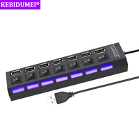 7 Port USB HUB USB 2.0 HUB Multi USB Splitter Hub Use Power Adapter Expander 2.0 USB HUB with Switch for PC Computer Accessories