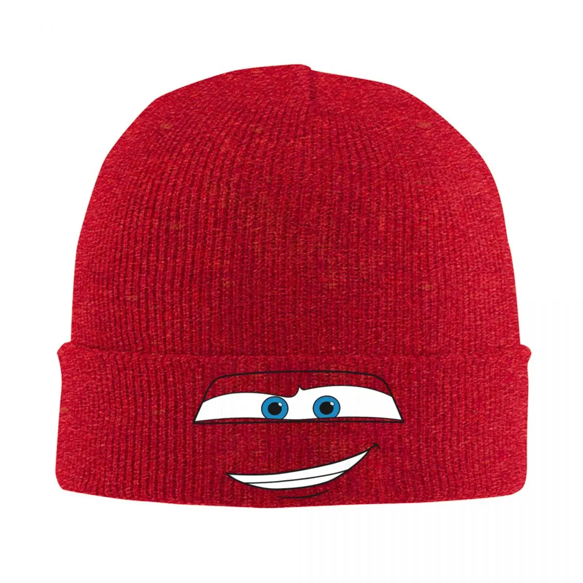 Cars Lightning McQueen Big Face Short Beanie Hats Retro Caps Unisex Adult Outdoor Skullies Beanies Spring Head Wrap Beanie Hat