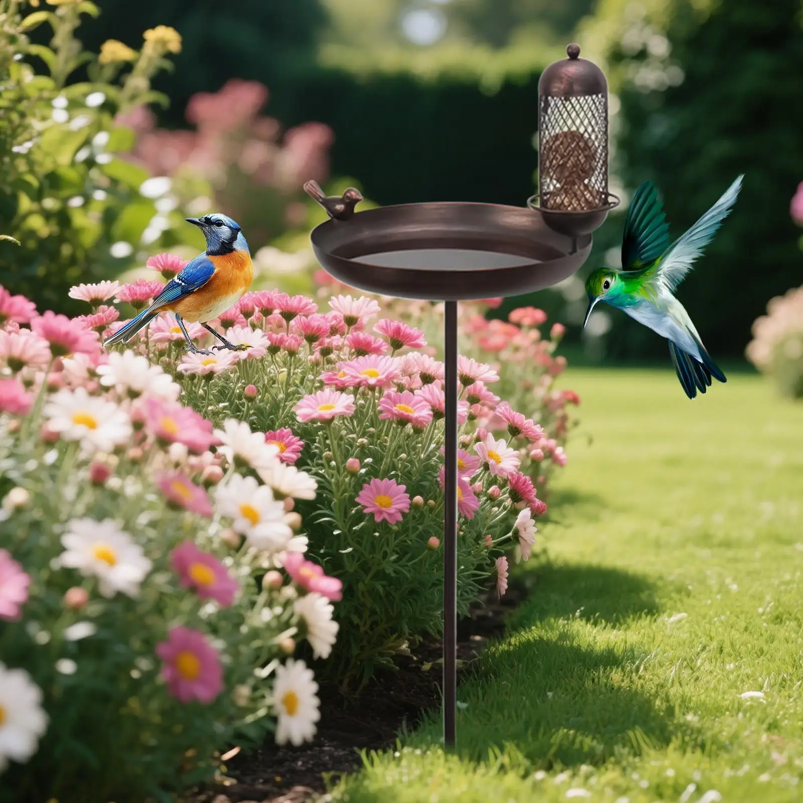 

Vintage Bird Baths Decorative Outdoors Garden Feeder Bowl Multi-Functional Standing Bowl Birdbaths Yard Decor For Patio Farm