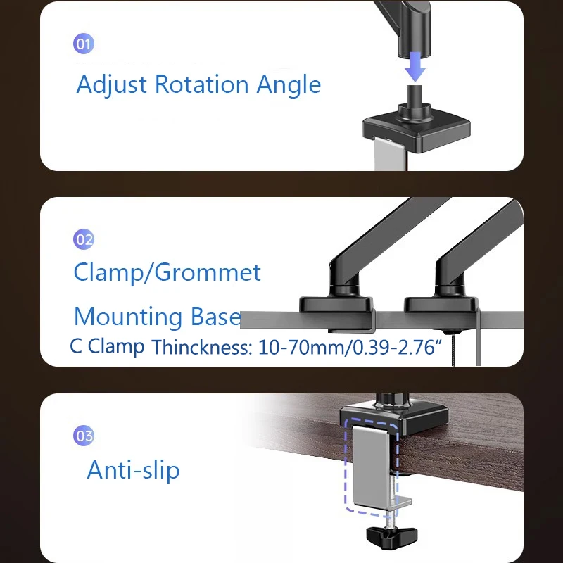 Single Fully Adjustable Gas Spring Monitor Arm Support Max 32 Inch, Single Monitor Desk Mount with Clamp/Grommet Mounting Base