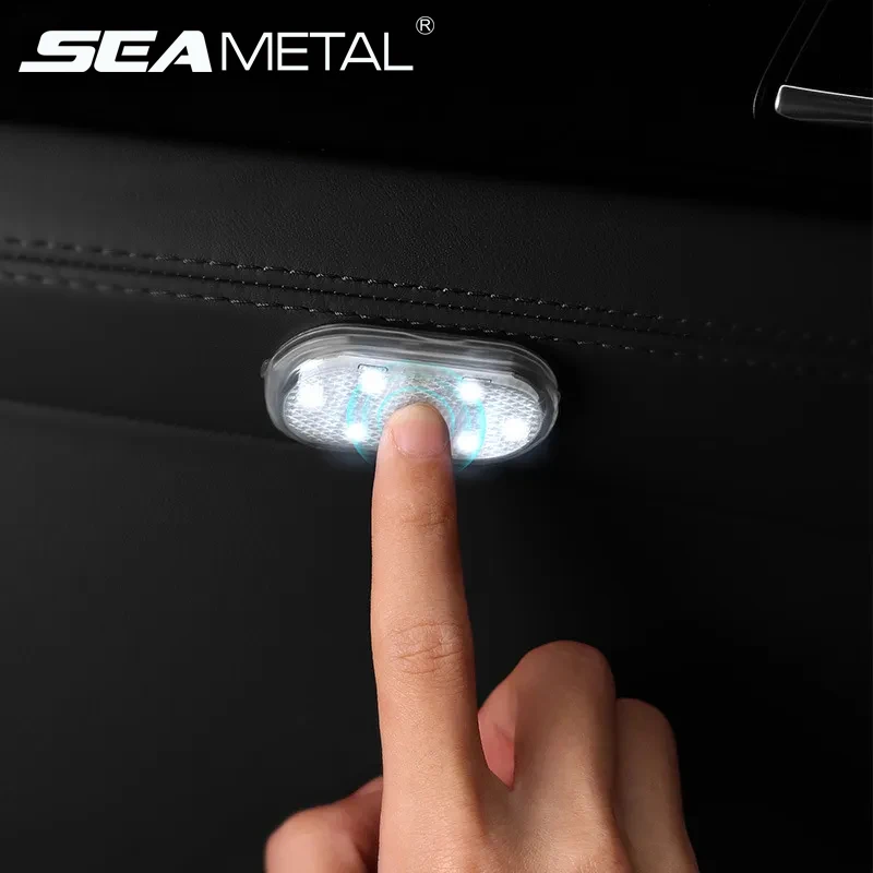 SEAMETAL 1/2pcs Car LED Touch Lights Interior Light Auto Roof Ceiling Reading Lamps for Door Foot Trunk Storage Box USB Charging