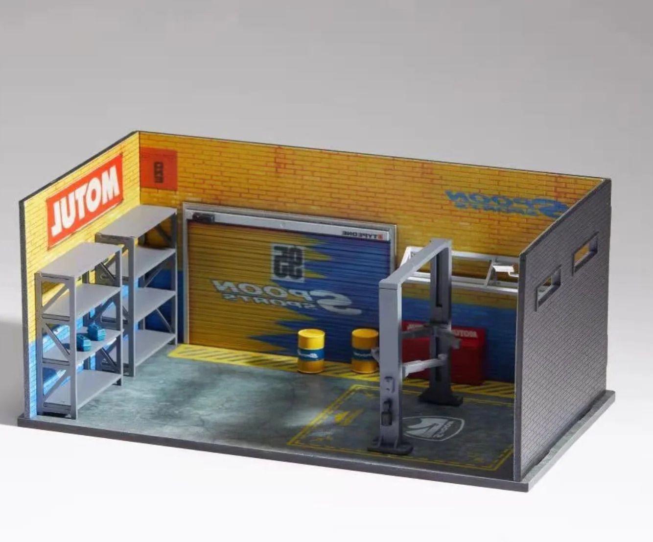 Diorama 1:64 Scale RWB GULF LBWK Garage Repair Shop Model Car Parking Kit PVC Scene Storage Box Display Cabinet Case Hobby Gift