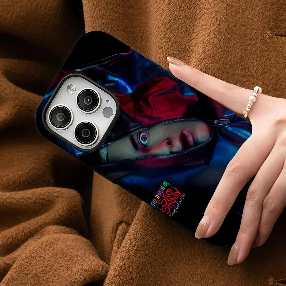 Чехол для телефона E-Eminem The Death of Slim Shady для Samsung Galaxy S25 24 23 Ultra Plus A56 36 26, глянцевый двухслойный жесткий корпус HD