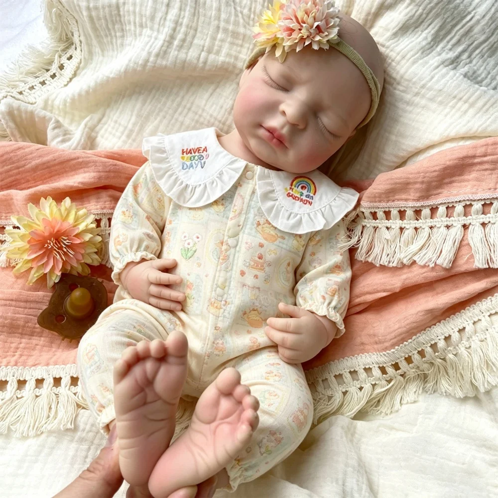 44cm Solid Silicone Reborn Doll Full Body Realistic Hand-Painted Visible Veins Newborn Lifelike Doll for Anxiety Relief