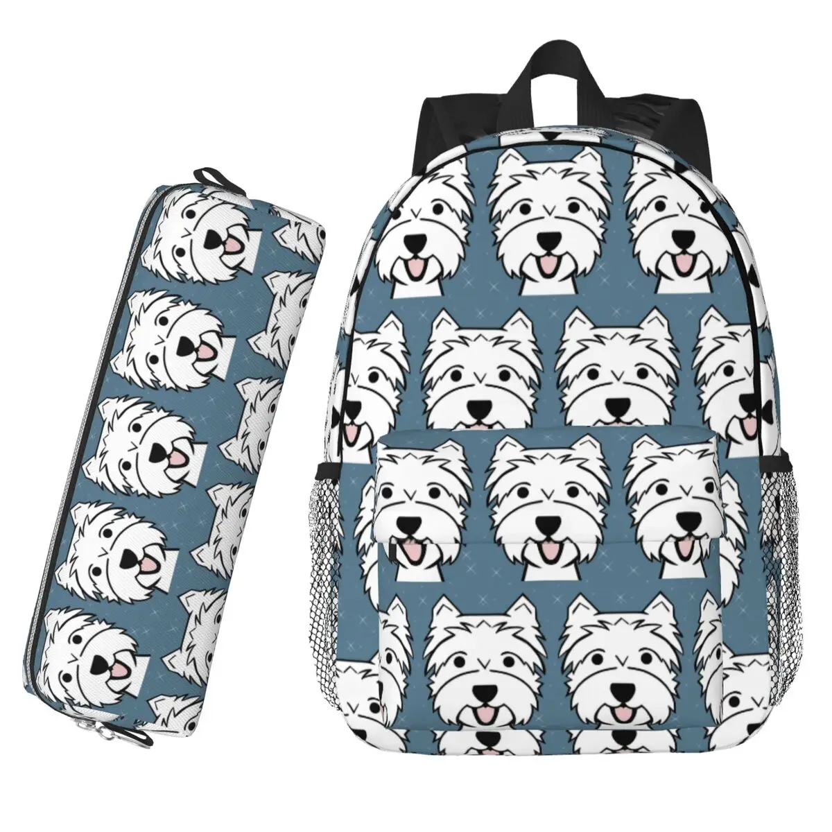 

West Highland Terrier Blue Backpack Hot Sale Large Capacity Boys Girls BookBag Shoulder Bags Children School Bag Pencil Case