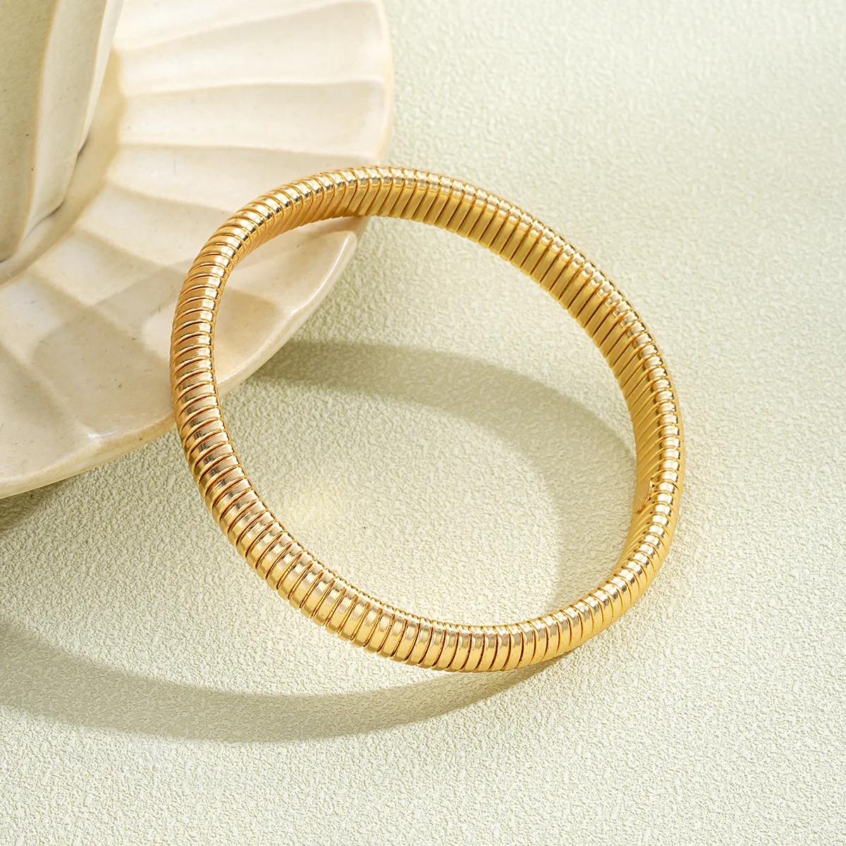 Creative Retro Snake Bone Texture Bangle Stretch Minimalist Smooth Open Cuff Wristlet Niche Simple Elastic Jewelry
