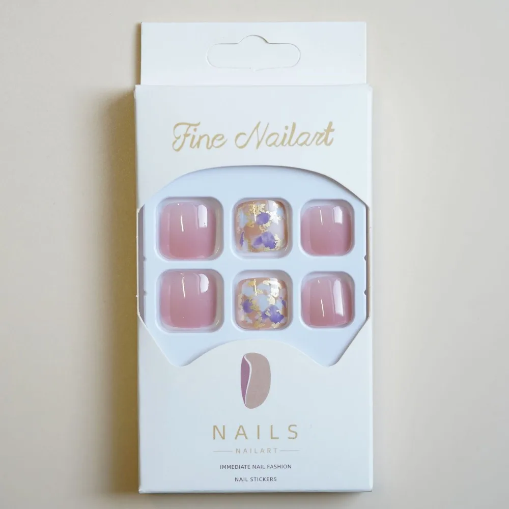 

Fashion Wearable Manicure Fake Toenails Square Head Faux Fingernails False Toe Nails Full Cover Short Length Press on Nails Girl