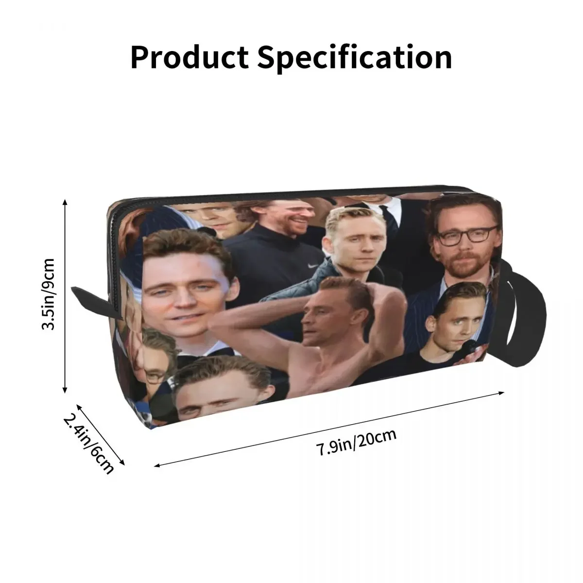 Tom Hiddleston Photo Collage Makeup Bag Cosmetic Organizer Storage Dopp Kit Toiletry Cosmetic Bag for Women Beauty Pencil Case