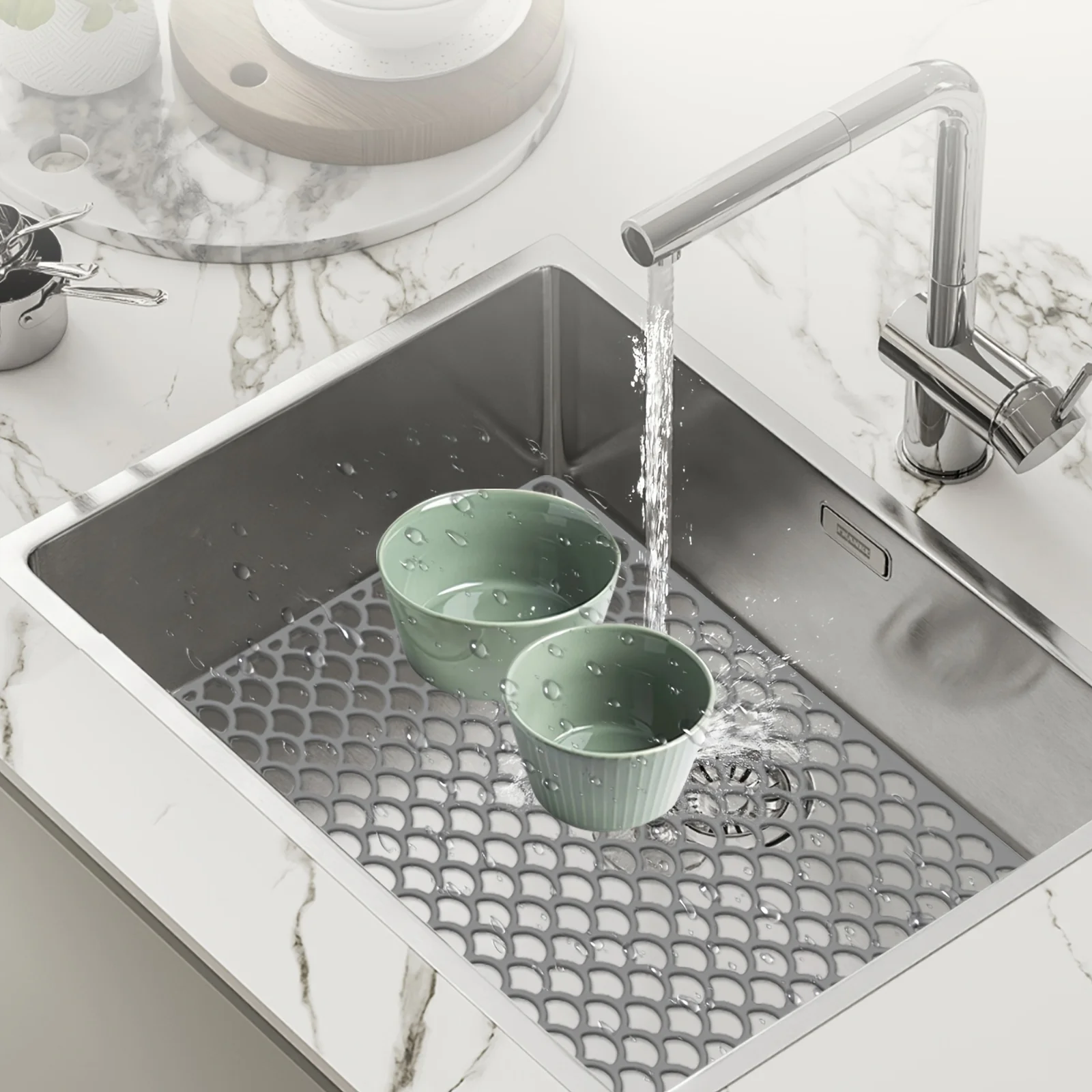 Multifunctional Hollow Silicone Sink Mat Non-Slip Bottom Anti-Scratch Protector Pad Kitchen Accessory