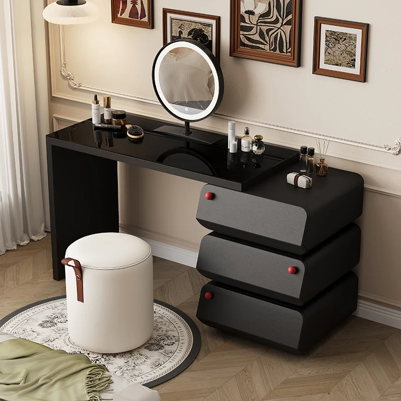 

Wood Bedroom Vanity Table Makeup Storage Drawers Black Luxury Women Dressing Table Cosmetics Penteadeira Lounge Suite Furniture