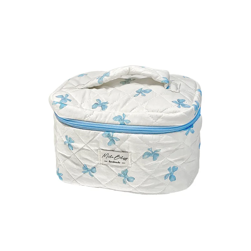 Quilting Cotton Makeup Bag Portable Women Zipper Makeup Bag Cosmetic Organizer Luxuriously Soft Toiletry Case For Gift For Home
