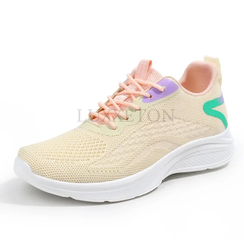 Mesh Casual Soft Sole Lightweight Running and Sports Women Shoes Comfortable and Breathable Flat Bottomed Outdoor Fitness Shoes