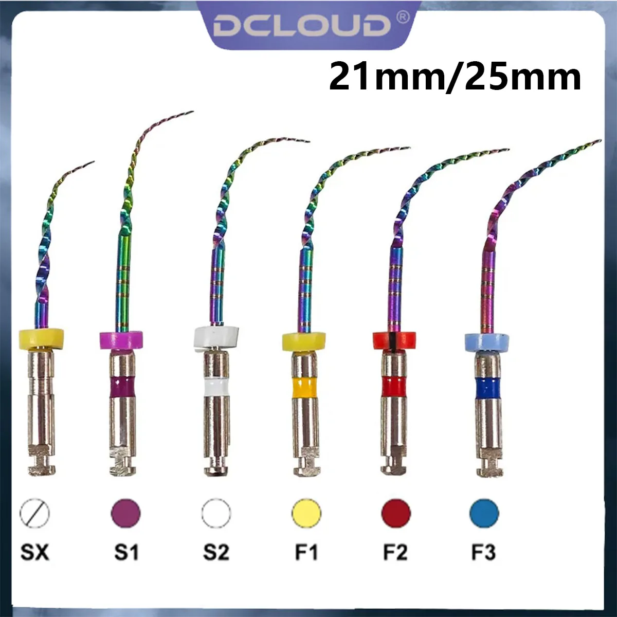 

6Pcs/Box Dental Rotary Super Files Rainbow Files Niti Thermal Activation File Endodontic for Root Canal File Cleaning Accessorie