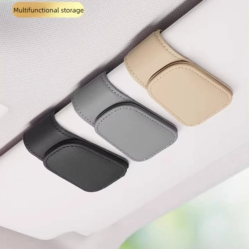 Für Honda/Tesla Auto-Brillenhalter, Multifunktionaler Leder-Brillenclip für Sonnenblenden, Kreativer Cartoon-Design Auto-Sonnenbrillenhalter