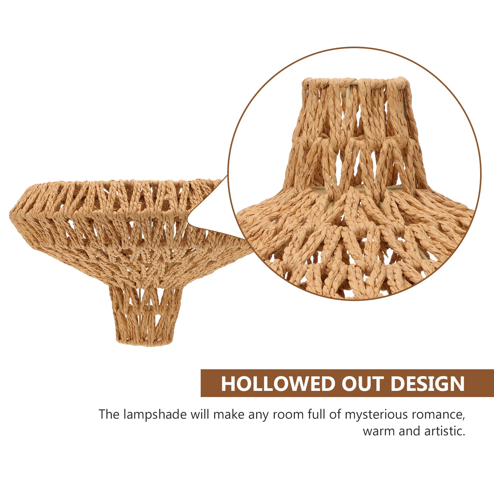

LED Paper Rope Ceiling Lamp Handcrafted Woven Lampshade Nordic Simple Style Indoor Lamp Cover Decorative Woven Light Shade