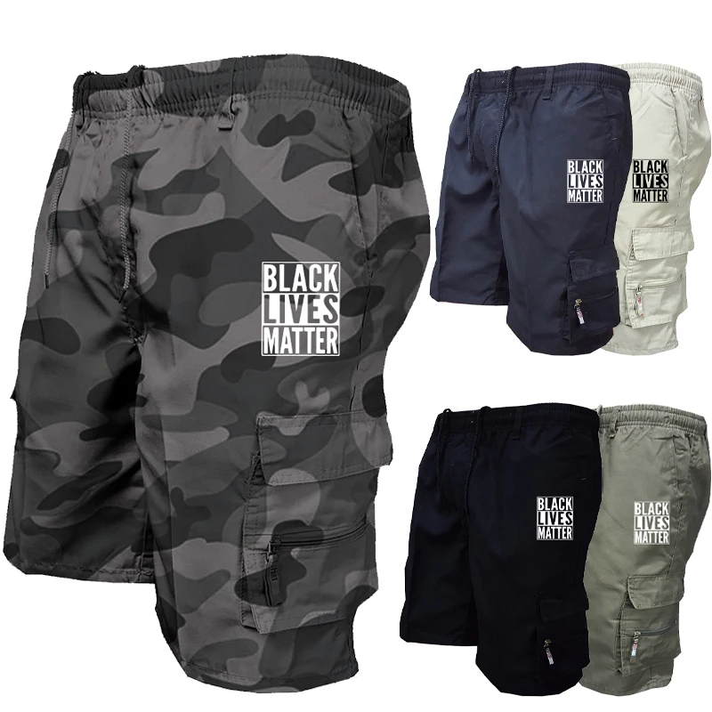 

Trending Black Lives Matter Printed Short Pants Summer Men's Cargo Shorts Casual Loose Drawstring Shorts