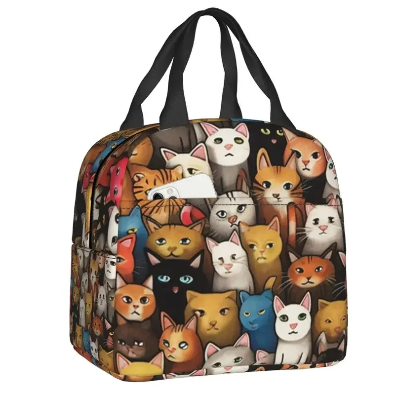 Cartoon Kitten Cat Lunch Box per le donne borsa termica impermeabile per il pranzo isolata per alimenti borsa da Picnic portatile per la scuola dei