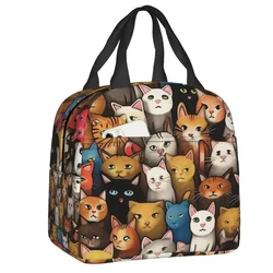 Cartoon Kitten Cat Lunch Box per le donne borsa termica impermeabile per il pranzo isolata per alimenti borsa da Picnic portatile per la scuola dei bambini