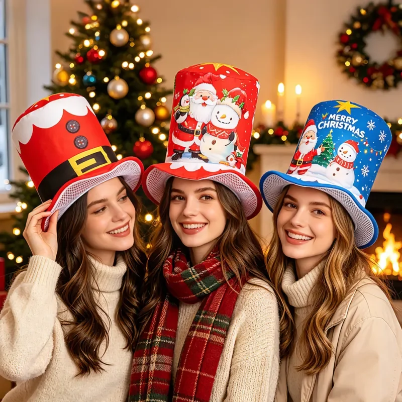 For 2026 New Santa Claus High Hat Christmas Decoration Gift Headgear Photo Props for Holiday Party Festival Cosplay