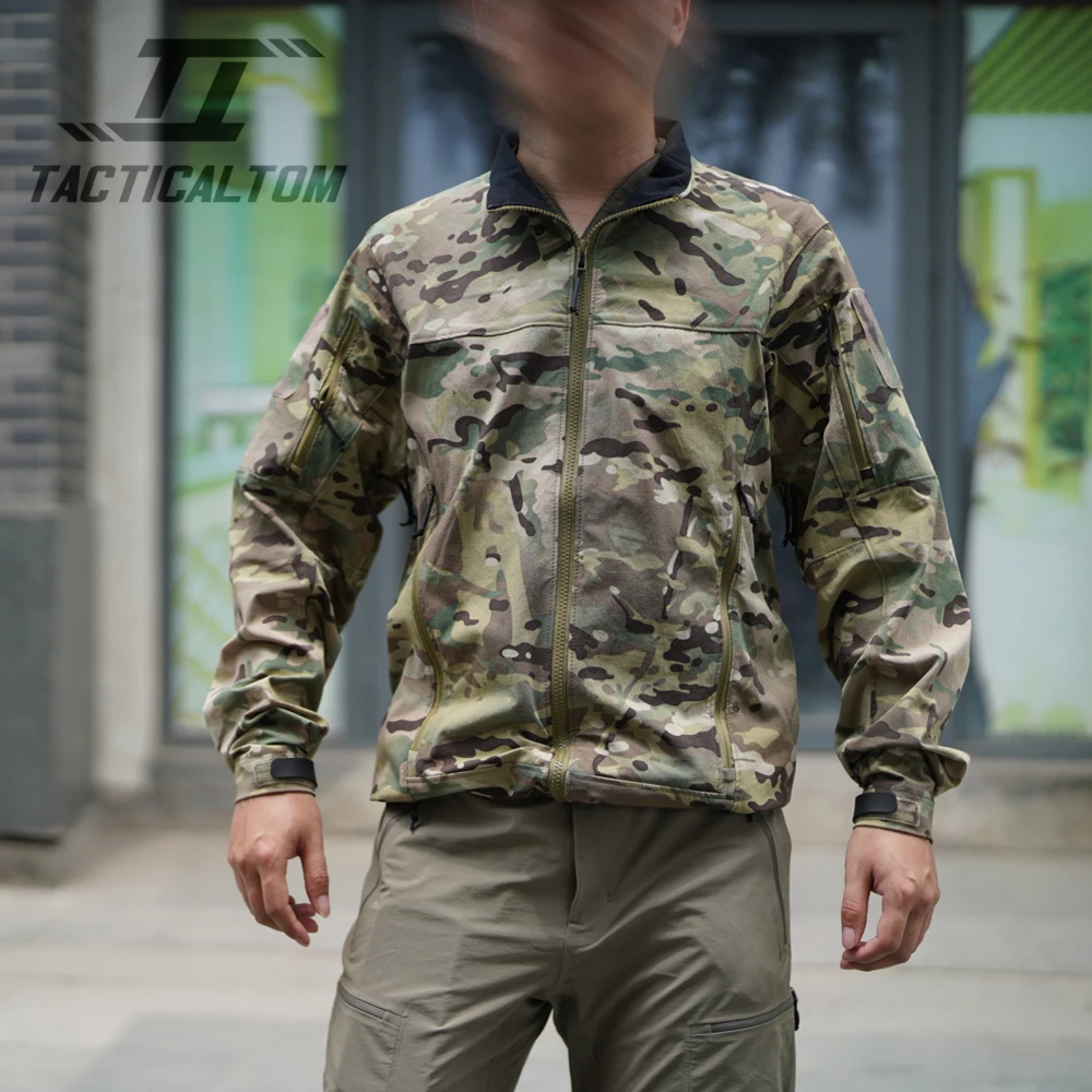 Tactical soft shell orange peel four sided elastic, soft, breathable, water-resistant, all-weather jacket, submachine jacket