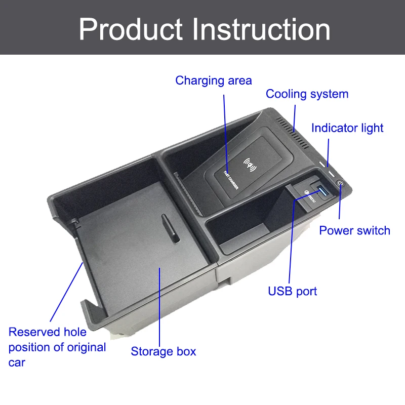 Car Wireless Charging Pad for Audi A4 B9 8W S4 2016~2022 2017 2018 2019 2020 2021 Armrest Storage Box Phone Fast Charger Plate