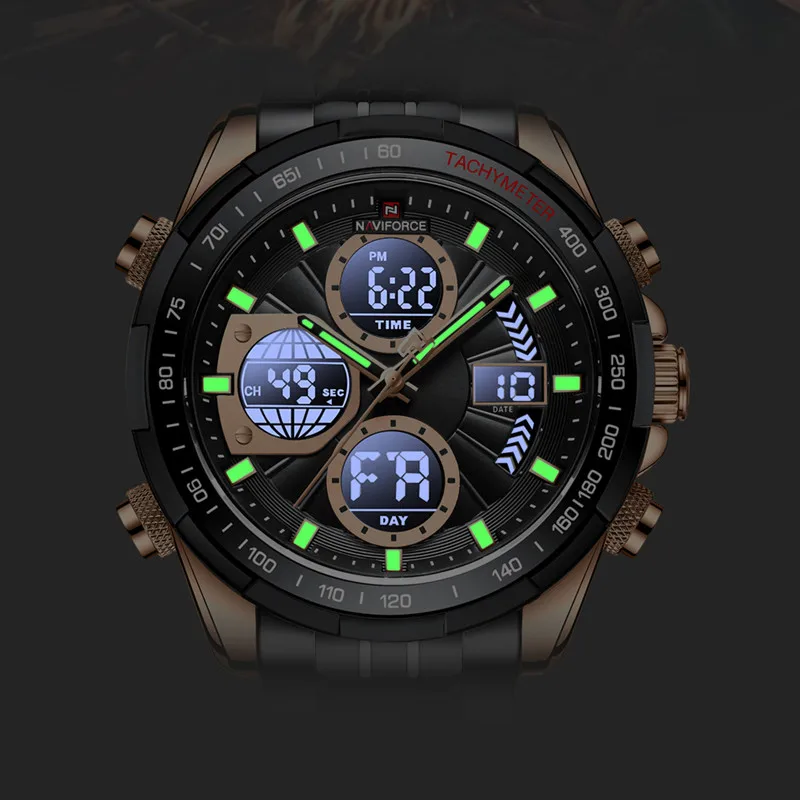 NAVIFORCE Orologi da lavoro da uomo Orologio da polso impermeabile Cronografo analogico digitale Orologio da calendario al quarzo Relogio Masculino