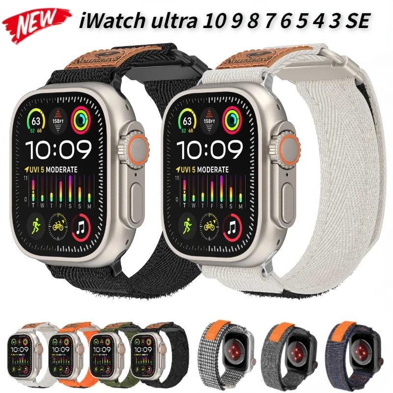 

Ремешок нейлоновый для Apple Watch Band 49 мм 45 мм 44 мм 42 мм 41 мм 40 мм, браслет для Iwatch Ultra 2 9 8 7 6 5 4 3 SE2