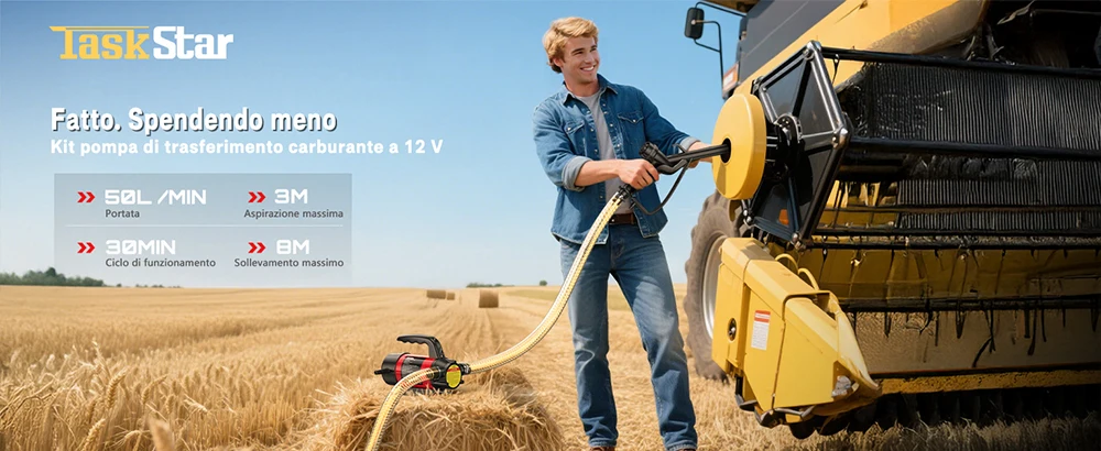 TaskStar 12 V elektrisches Kraftstoff-Transferpumpen-Set, 13 GPM Batterie, Diesel-Transferpumpe mit Kraftstoffdüsenschläuchen für den Heim- und Geschäftsbauernhof – Detail 3