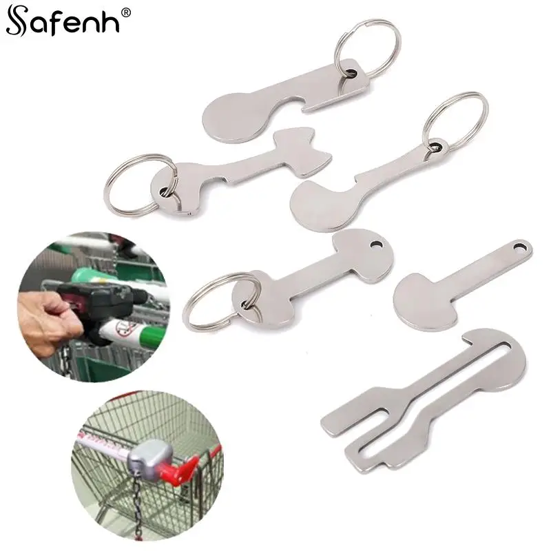 

1Pc Portable Trolley Remover Shopping Trolley Tokens Key Rings Stainless Key Rings Portable Trolley Removers Luggage Accessories