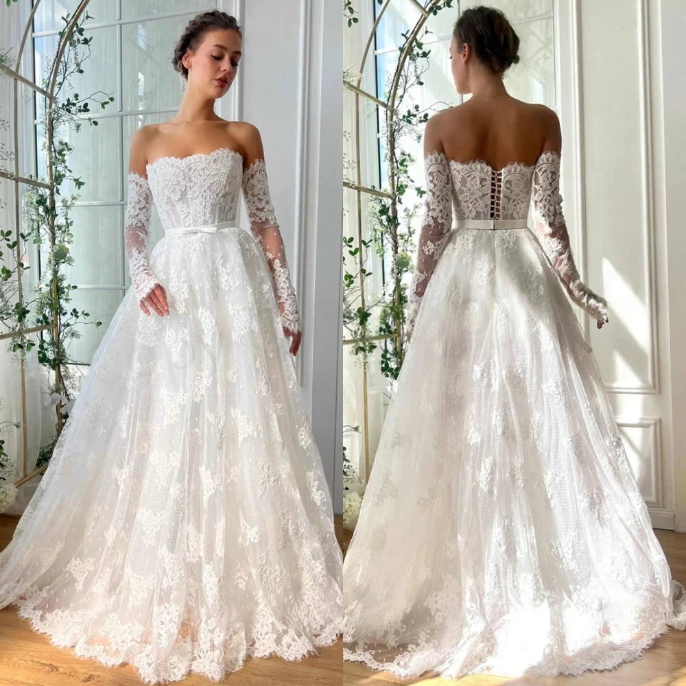 

Customized High Quality Flowers Tulle Evening Dress Exquisite Strapless Prom Dresses Delicate Shawl Special Occasion Gowns