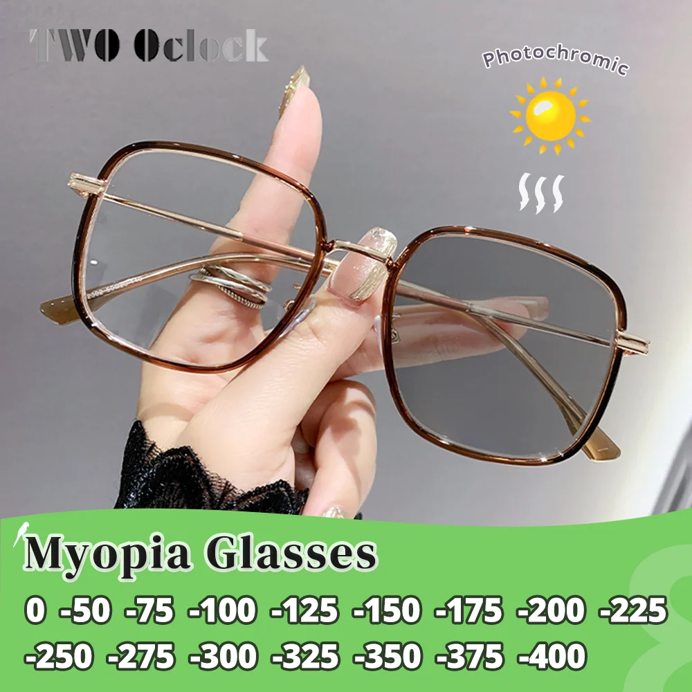 

Oversized Women's Sunglasses Prescription Photochromic Myopia Glasses 2025 Luxury Designer Woman Eyepieces Big UV Optical Lenses