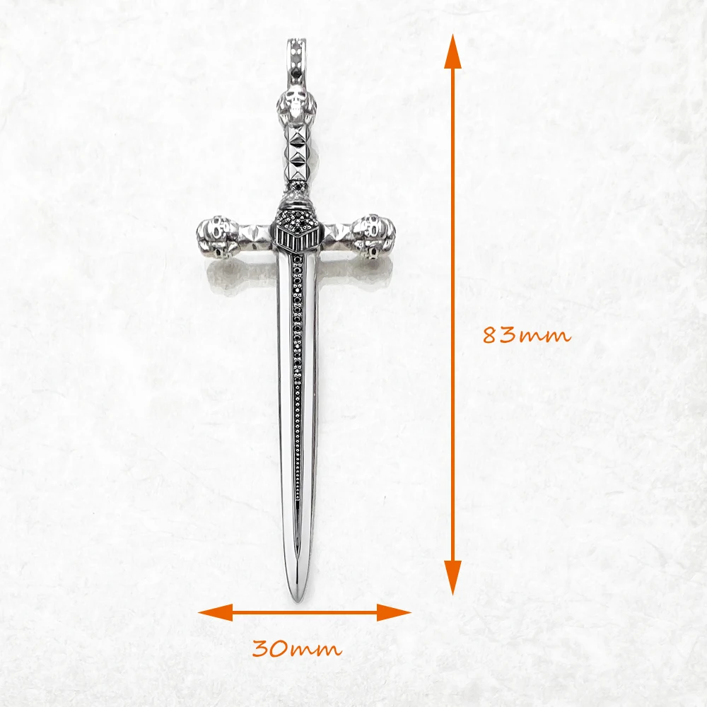 Pendant Skull Sword,Brand New Jewelry Europe Style 925 Sterling Silver Accessories Vintage Gift For Woman Men