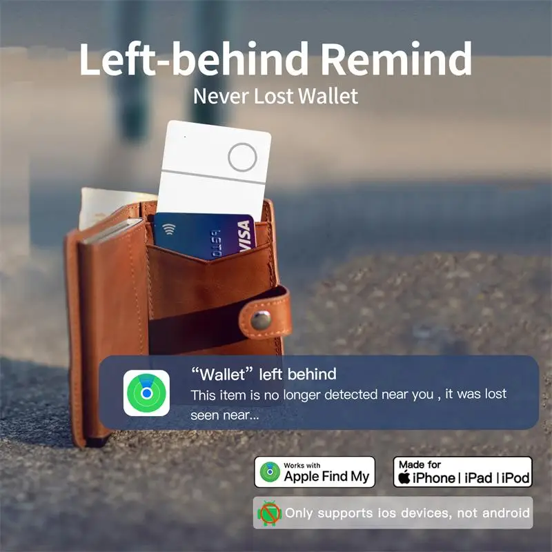 RSH 무선 충전 위치 추적 지갑 추적기 카드, GPS 로케이터, IOS 기기용 스마트 태그 아이템 추적기, Apple Find My APP