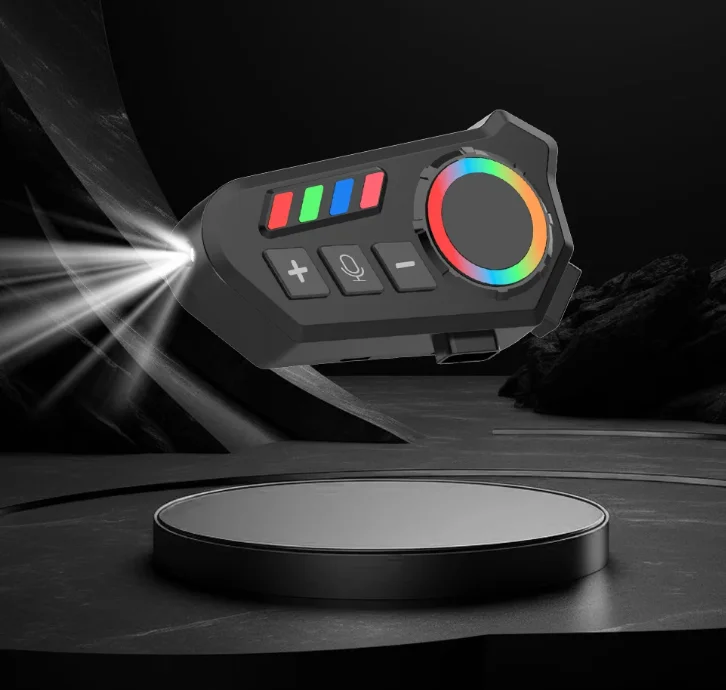 Voice Control Motorcycle Bluetooth Helmet Headset RGB Color Light Dual Microphone Type-C Cable Waterproof Rider Headphone