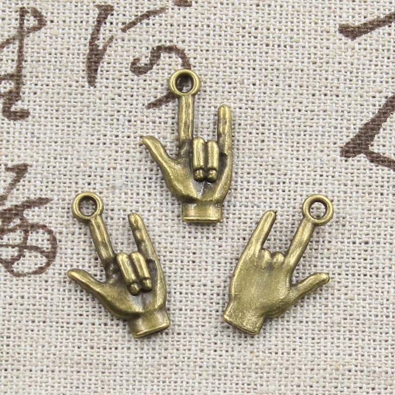 12pcs Charms Palm I Love You 22x13mm Antique Making Pendant fit,Vintage Tibetan Bronze Silver Color,DIY Handmade Jewelry