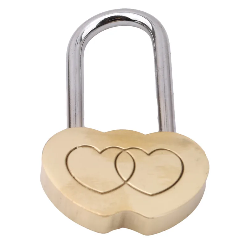 40mm Love lock tourist attraction wishing lock concentric lock wedding lock cannot be opened Engraved Double Heart Lock