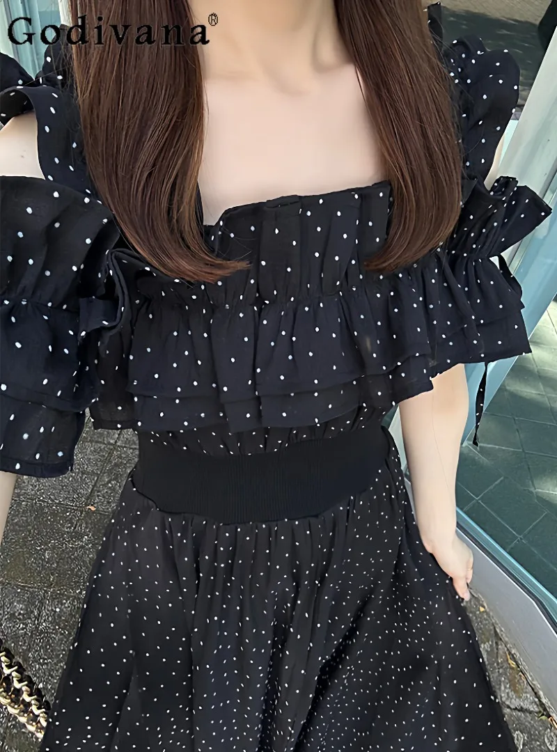

Japanese Sweet Pure Desire Off-the-shoulder Space-up Dress 2026 Summer New Cute Lady Daily Commuting Versatile Dress