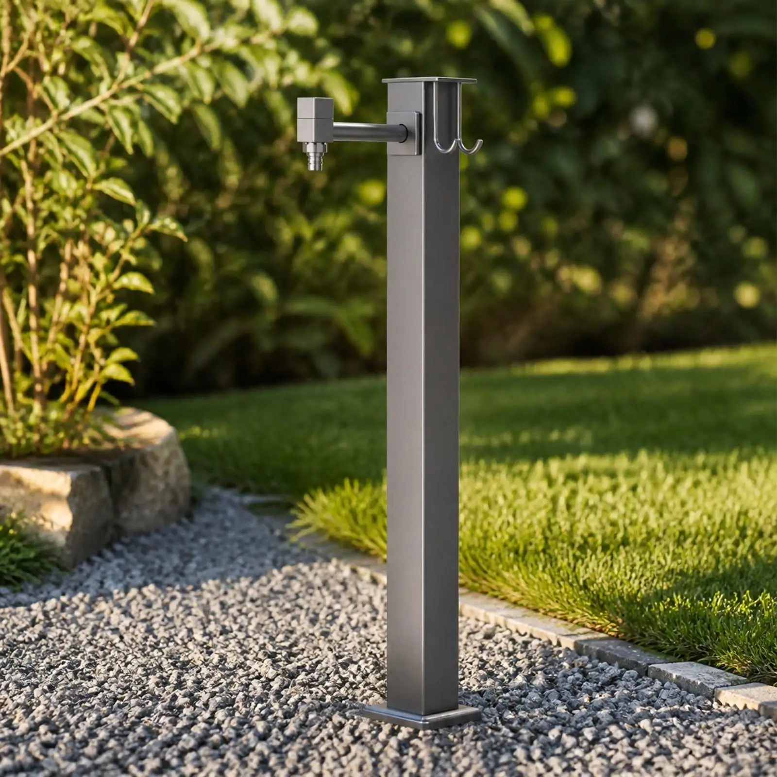 Square Column Outdoor Faucet Freestanding Garden Water Spigot for Patio Cleaning and Plant Watering