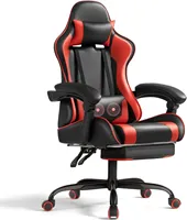 Gaming Chair with Footrest and Massage Lumbar Support, Video Racing Seat Height Adjustable with 360°Swivel and Headrest